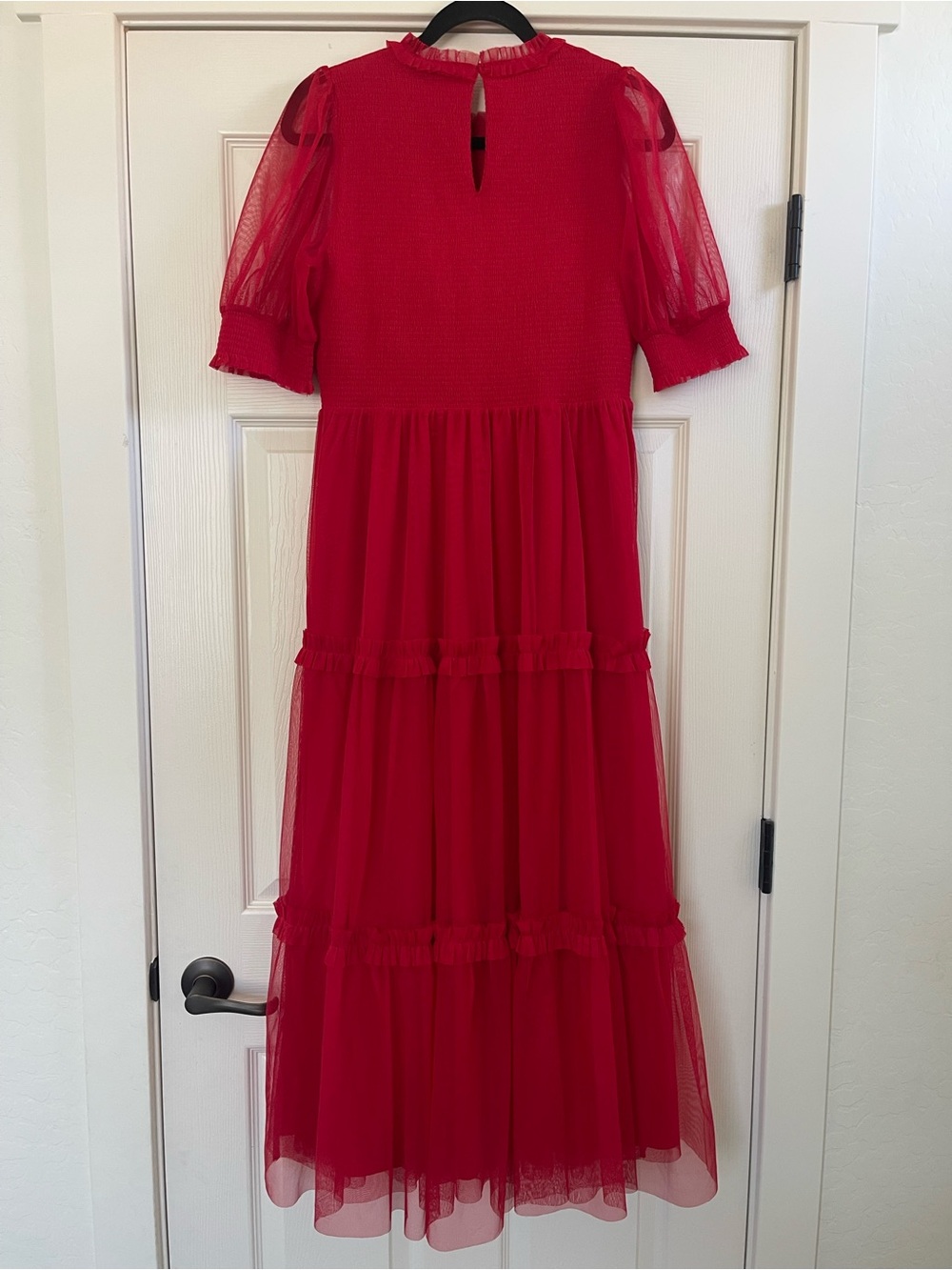 Women’s Boden Smocked Tulle Maxi Dress Red Size 10 - Picture 8 of 8